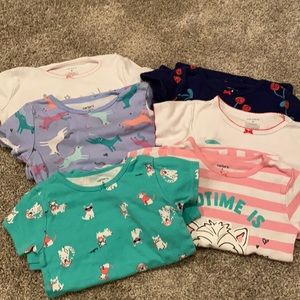 6 pair of Carter’s short sleeve / long pant pjs